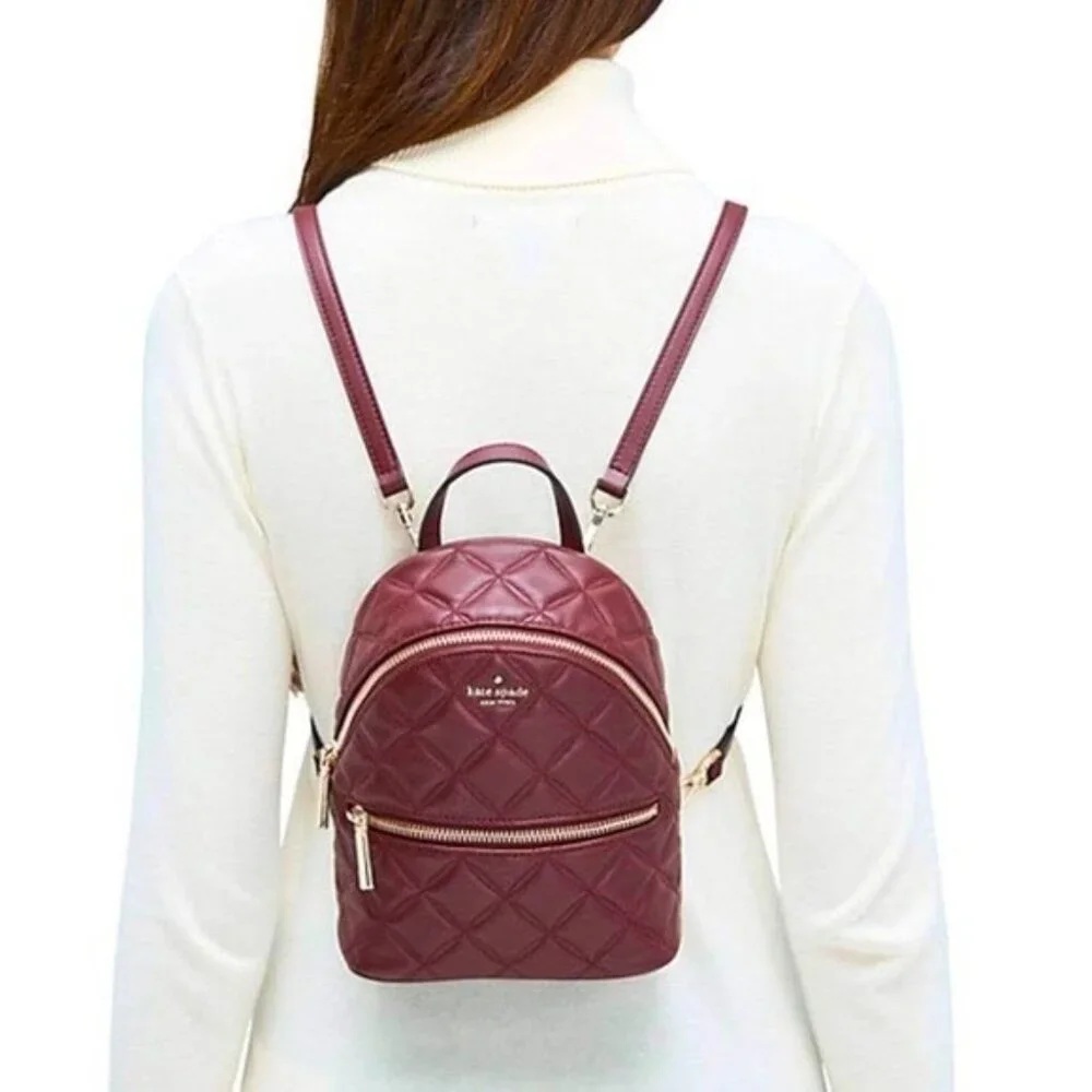 Kate Spade Natalia Burgundy Mini Convertible Leather Backpack